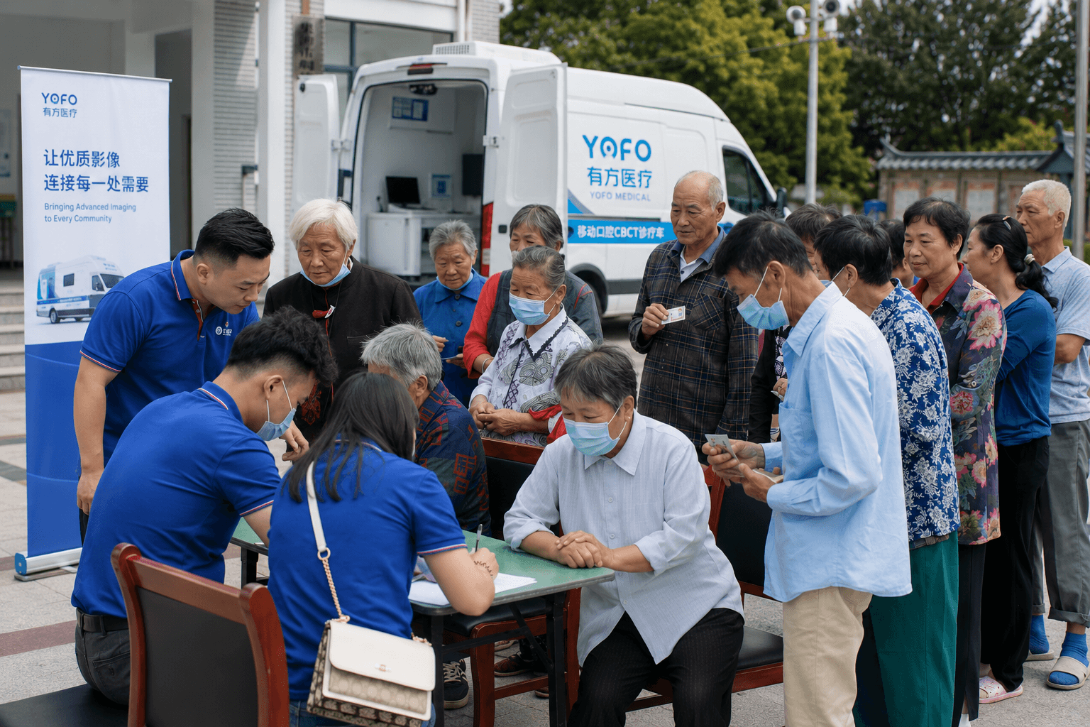 Mobile dental imaging in a community