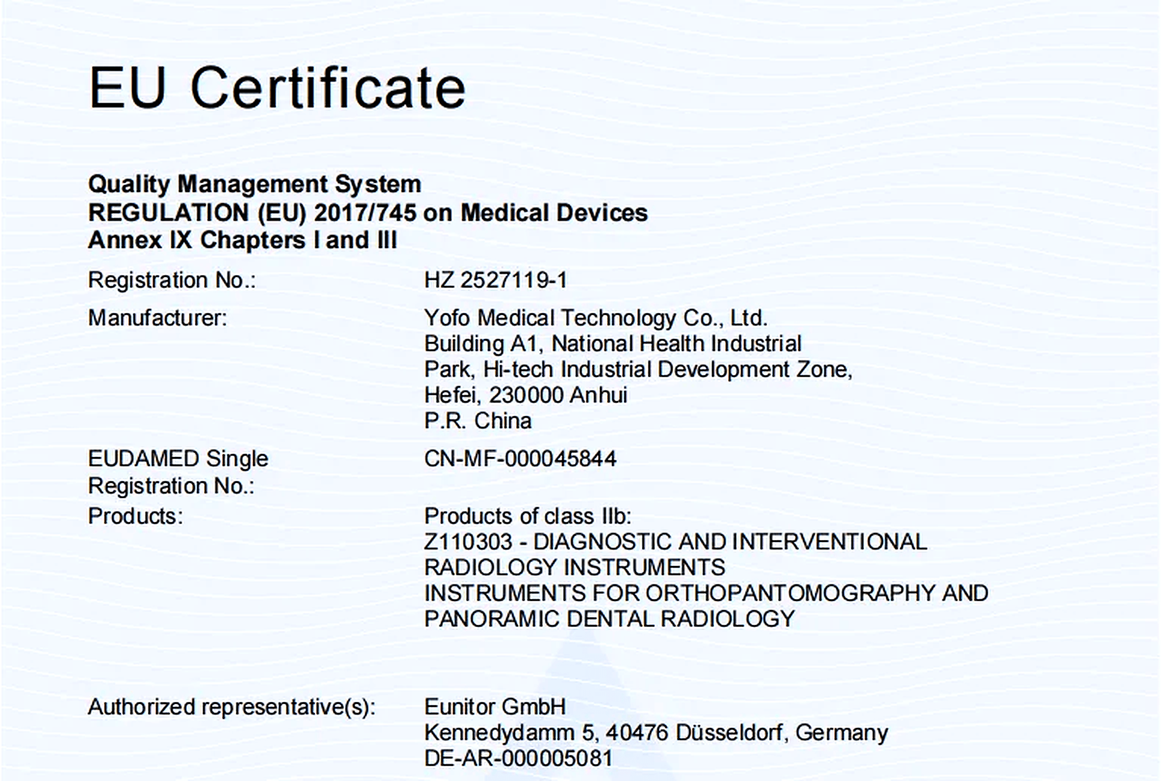 YOFO EU MDR certificate